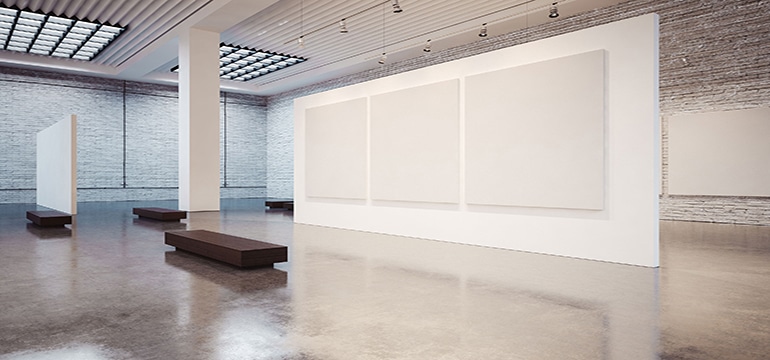 Mock up of varias white canvas and bricks. 3d render